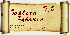Toplica Papović vizit kartica